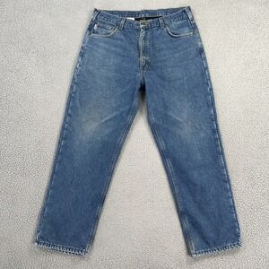 Carhartt Fleece Lined Jeans Men 38x32 Blue Relaxed Fit Heavy Work B155 DST